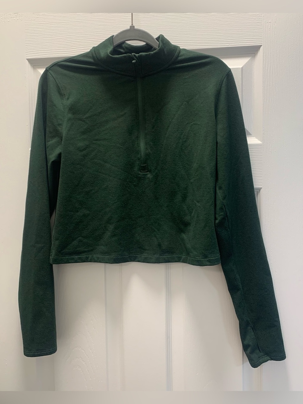 Old Navy Dark Green Cropped Half-Zip Pullover